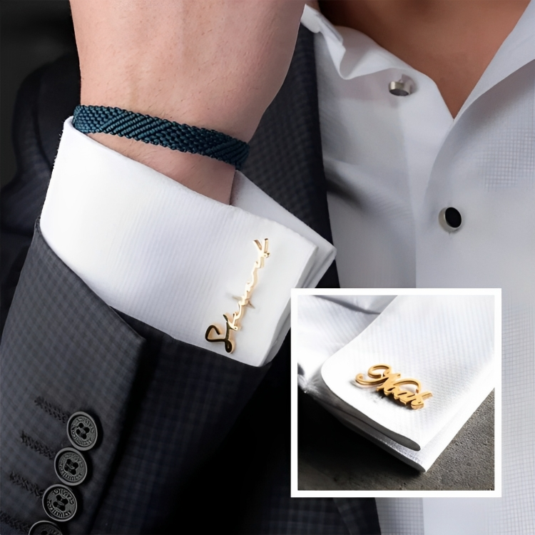 Jeweluxe™ Personalized Name Cufflinks | Custom Engraved Luxury Accessory for Men
