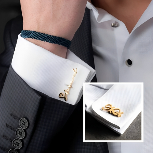 Jeweluxe™ Personalized Name Cufflinks | Custom Engraved Luxury Accessory for Men