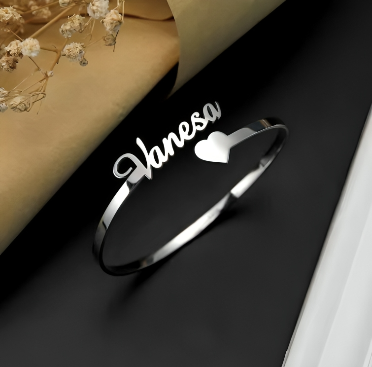 Jeweluxe™ Signature Custom Name Bangle | Modern Personalized Jewelry