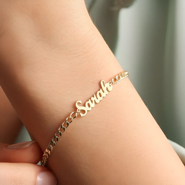 Jeweluxe™ Personalized Name Bracelet | Custom Engraved in Gold or Silver with Optional Zircon Stone